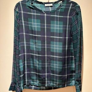 Equipment mixed plaid silk too size xs